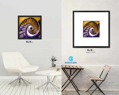 Very Old Wooden Vintage Spiral Staircase Wood Framed Print Interior Wall Decor Art Gifts