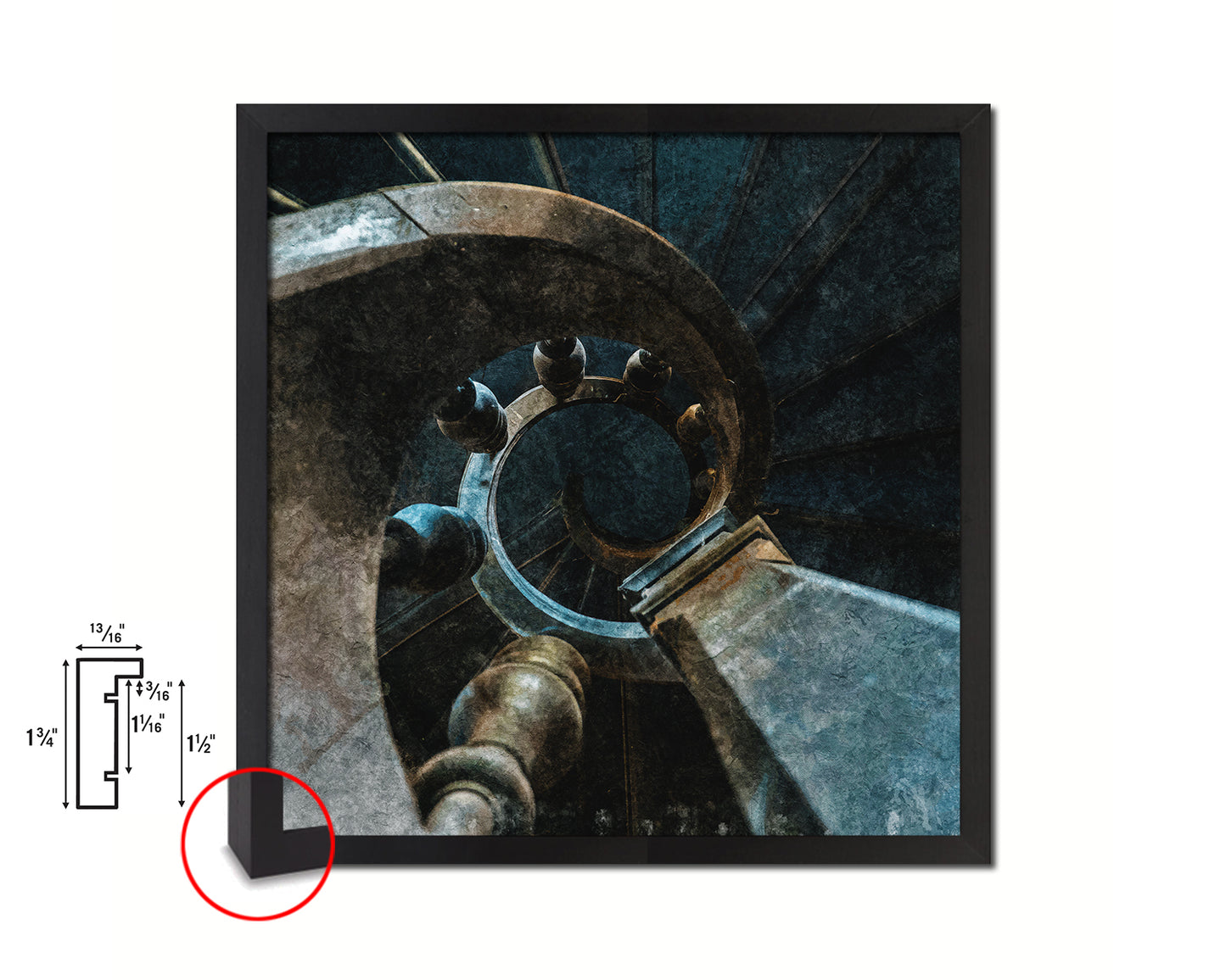 Rustic Wooden Vintage Spiral Staircase Wood Framed Print Interior Wall Decor Art Gifts