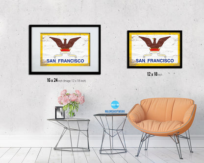 San Francisco City San Francisco State Shabby Chic Flag Framed Prints Decor Wall Art Gifts