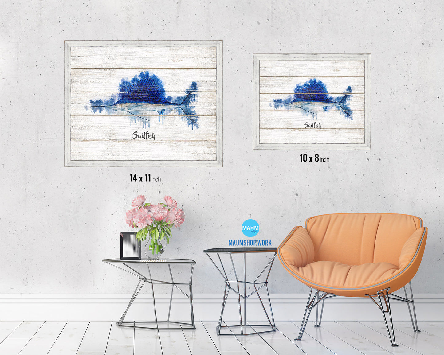 Sailfish Fish Framed Prints Modern Restaurant Sushi Bar Watercolor Wall Art Decor