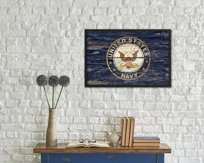 US Navy Seal Wood Rustic Flag Wood Framed Print Wall Art Decor Gifts