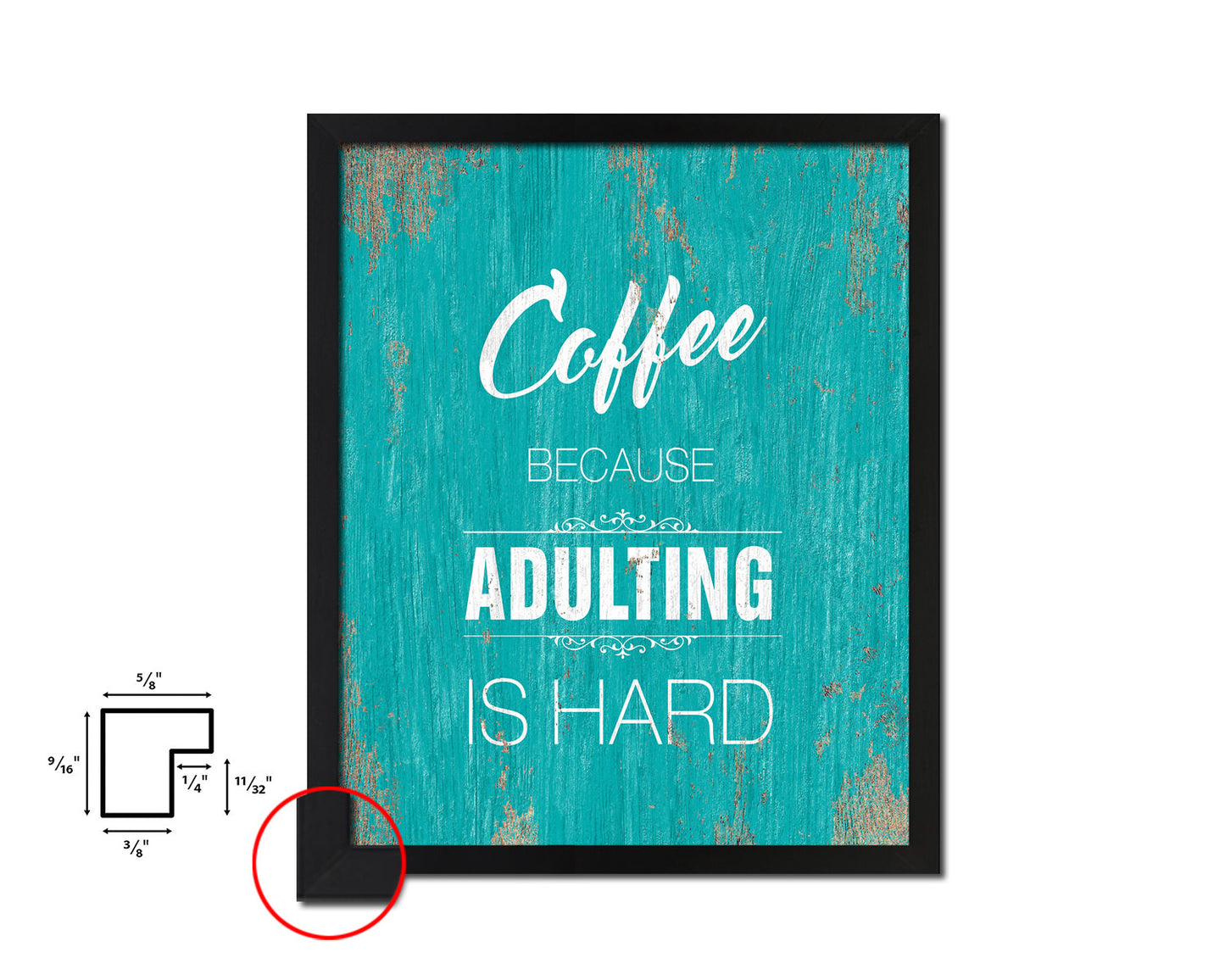 Coffee because adulting is hard Quotes Framed Print Home Decor Wall Art Gifts