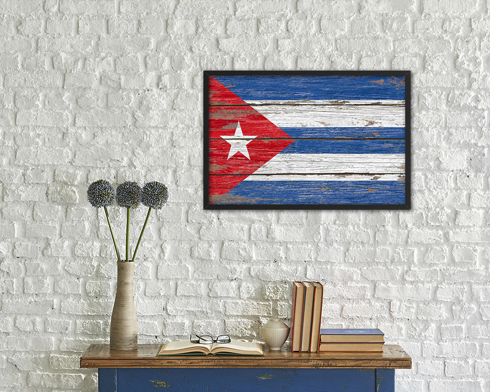 Cuba Country Wood Rustic National Flag Wood Framed Print Wall Art Decor Gifts