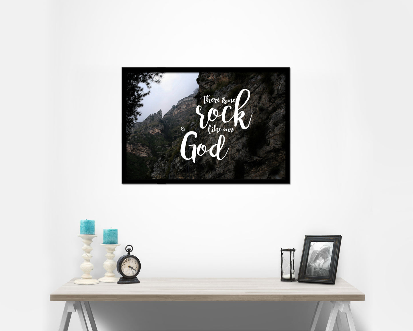 There is no rock like our God Bible Verse Scripture Framed Print Wall Decor Art Gifts