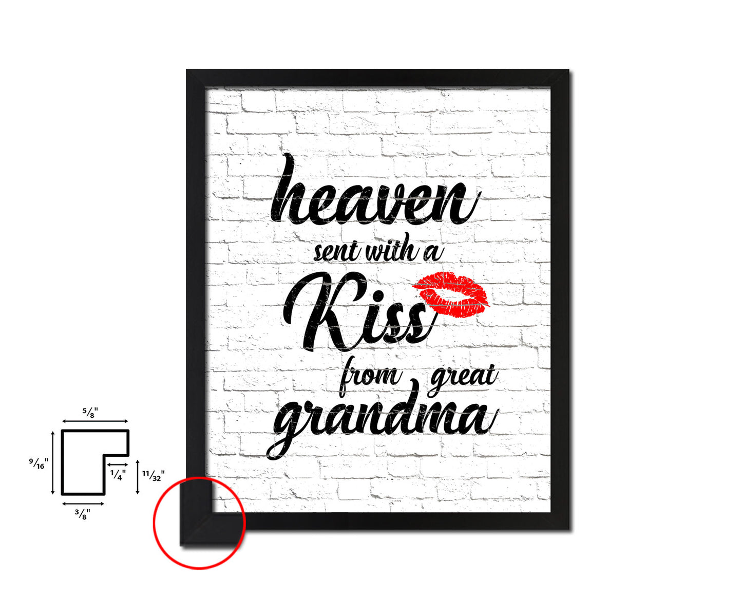 Heaven sent with a kiss from great grandma Quote Framed Print Wall Art Decor Gifts