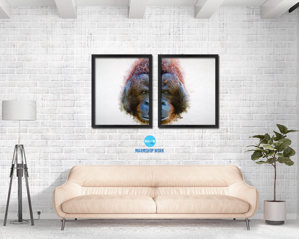 Orangutan Animal Painting Print Framed Art Home Wall Decor Gifts