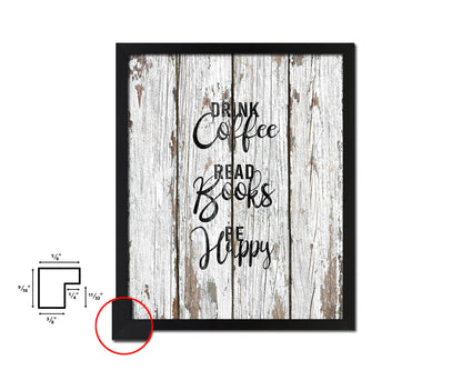 Drink coffee read books be happy Quote Framed Artwork Print Wall Decor Art Gifts