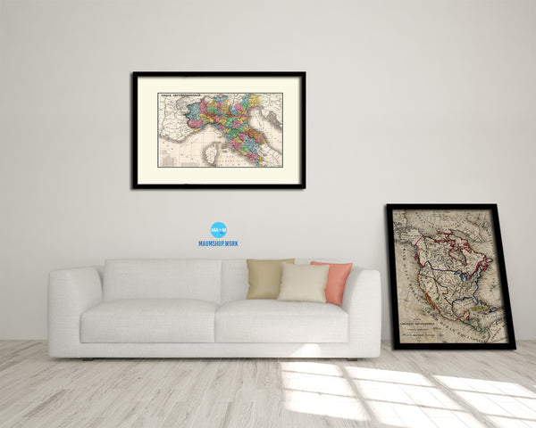 North Iitaly Old Map Framed Print Art Wall Decor Gifts
