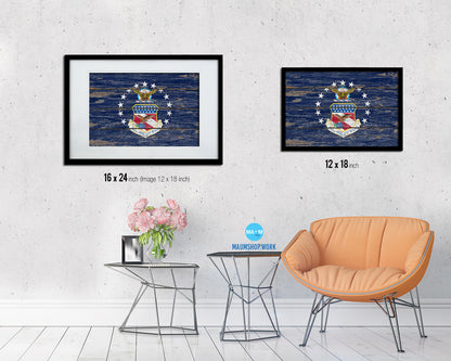 130th Airlift Wing Vintage Emblem Flag Wood Frame Paper Print Wall Art Decor Gifts