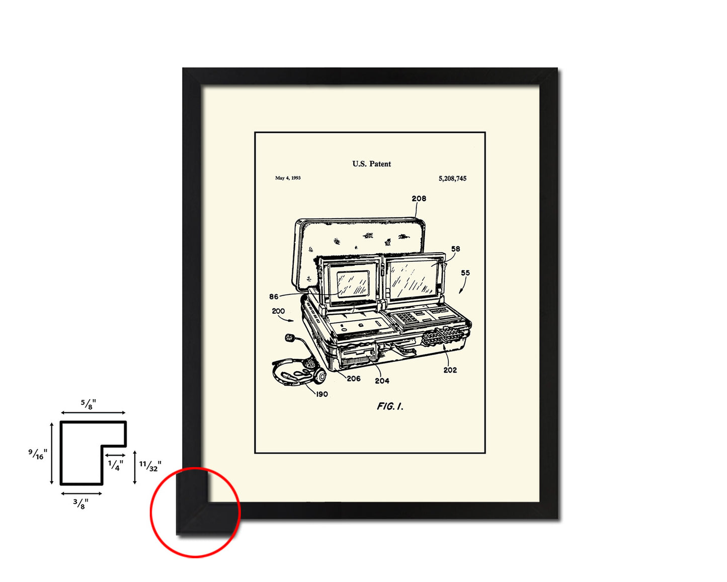 Multimedia Interface and Method Computer Vintage Patent Artwork Black Frame Print Gifts