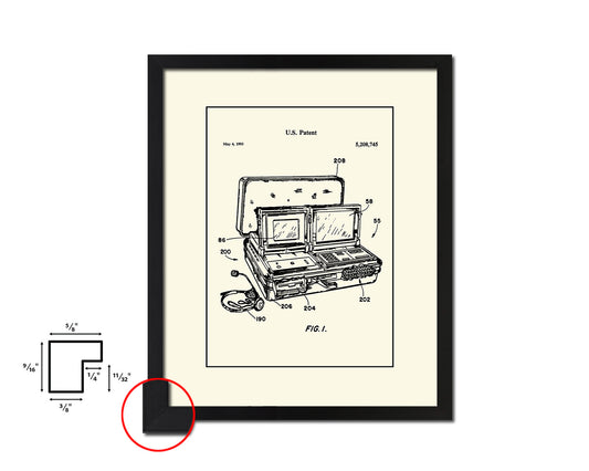 Multimedia Interface and Method Computer Vintage Patent Artwork Black Frame Print Gifts