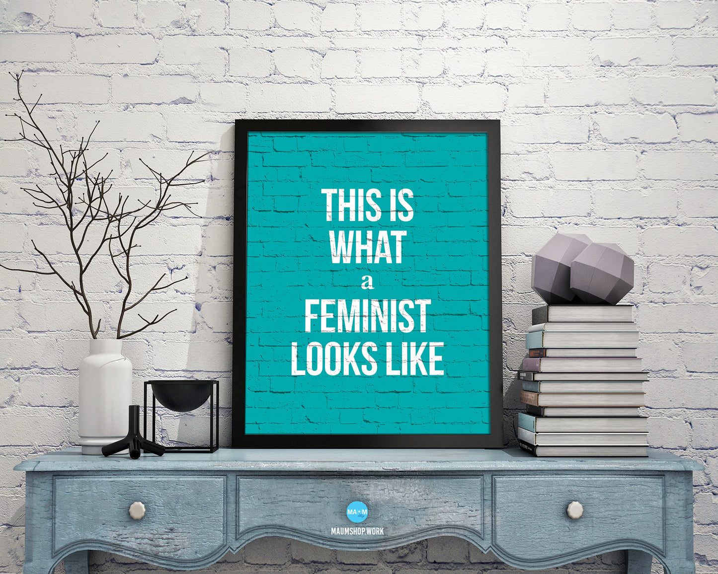 This is what a feminist looks like Rainbow Pride Peace Right Justice Poster Wood Frame Print Art