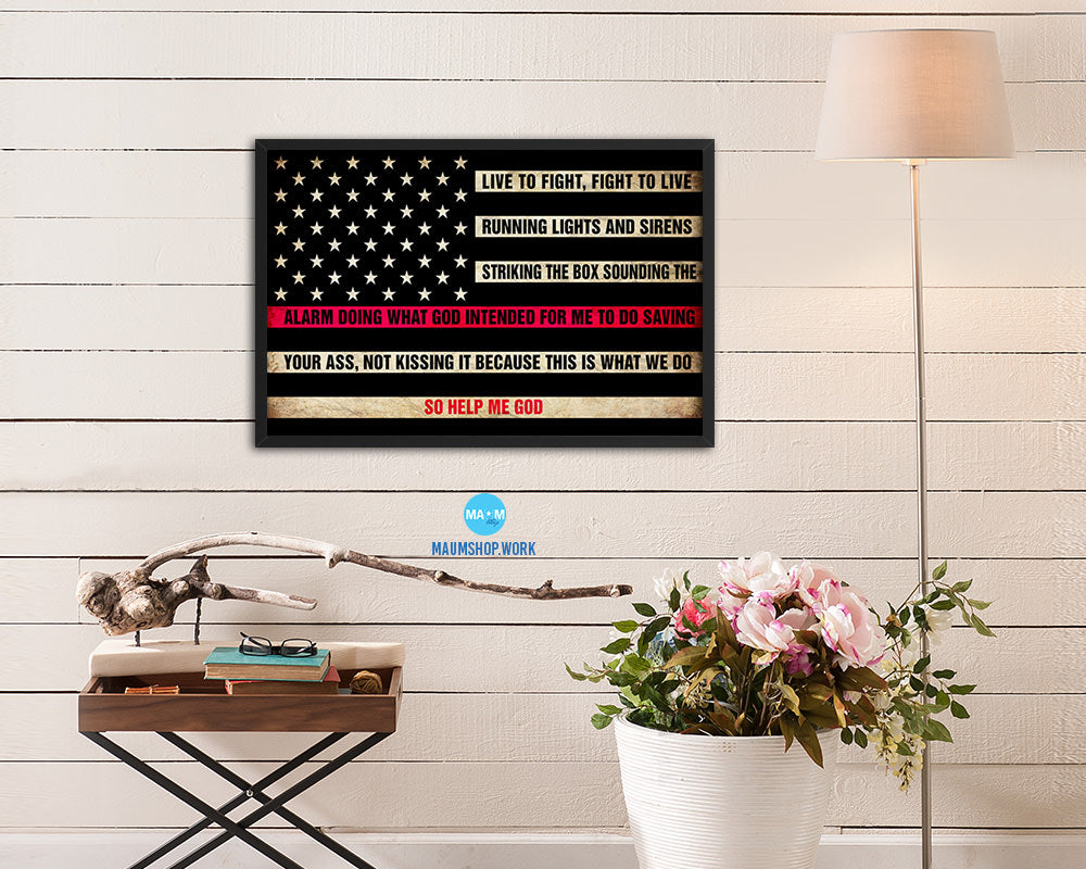 Thin Red Line Honoring Law Enforcement, Powercall Sirens Vintage Military Flag Art