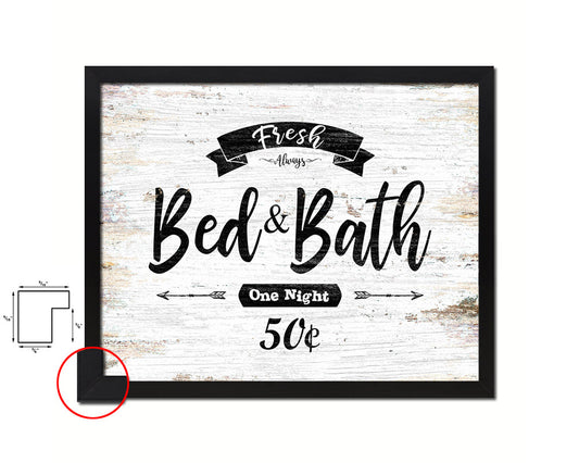 Fresh Bed & Bath Vintage Sign Fine Art Paper Prints Wood Frame Wall Art Decor Gifts