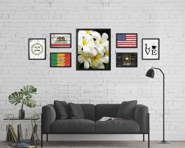 Plumerias White Flower Wood Framed Paper Print Wall Decor Art Gifts