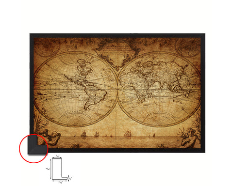World Johann Matthias Hase 1733 Historical Map Framed Print Art Wall Decor Gifts