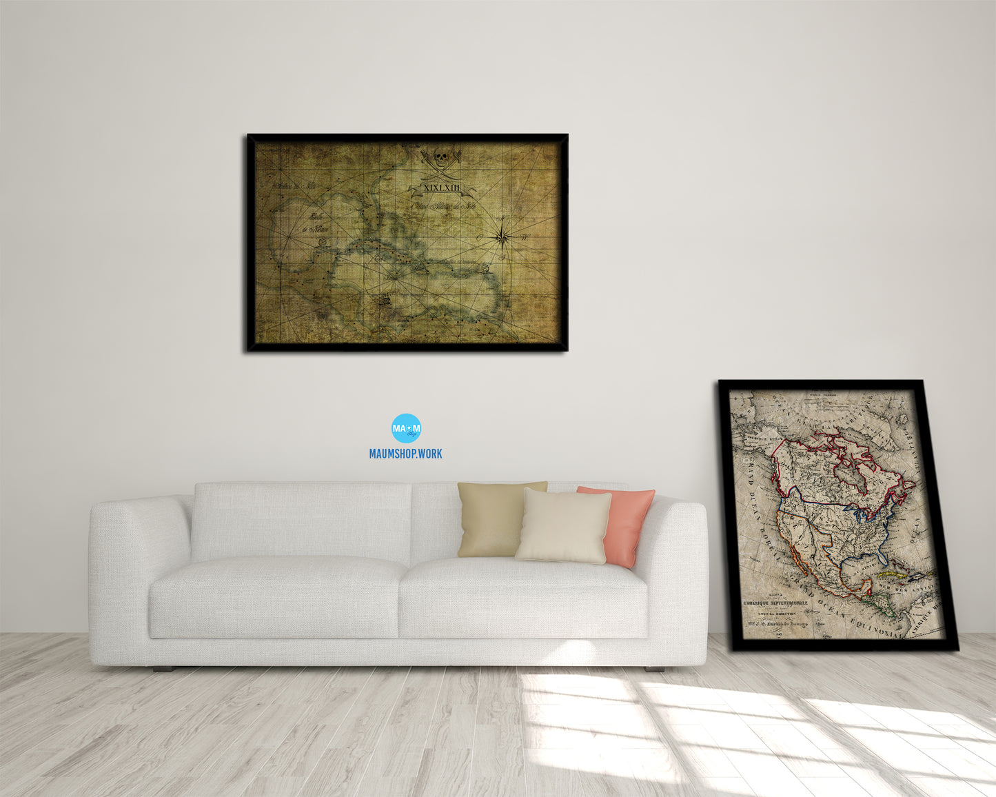 Caribbean Vintage Map Framed Print Art Wall Decor Gifts