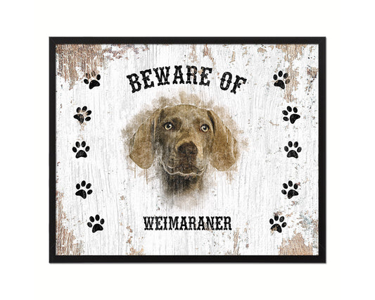 Beware of Russell Terrier Sign Wood Framed Print Wall Art Decor Gifts