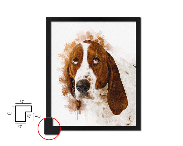 Basset Hound Dog Puppy Portrait Framed Print Pet Watercolor Wall Decor Art Gifts