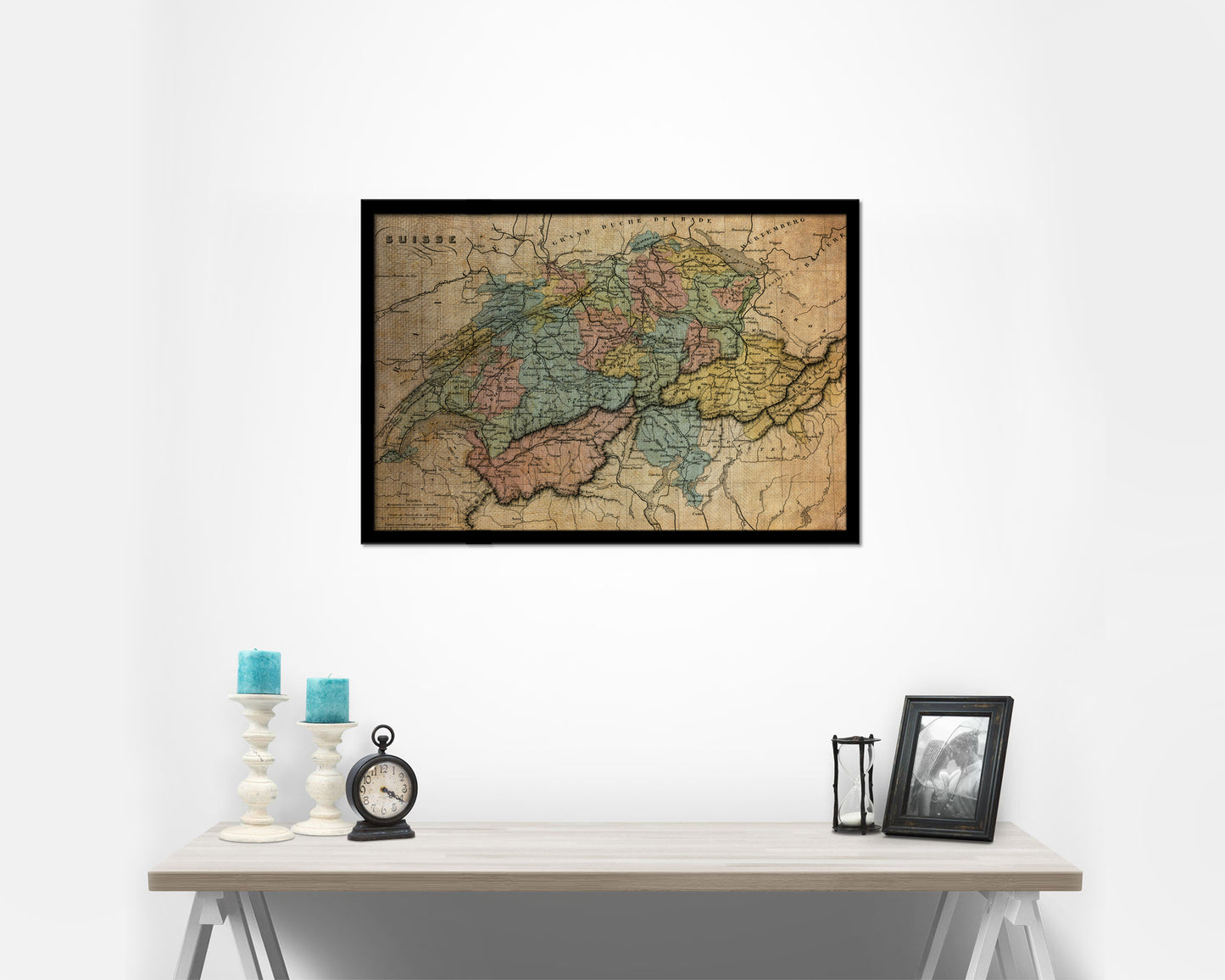 Switzerland 1860 Vintage Map Framed Print Art Wall Decor Gifts