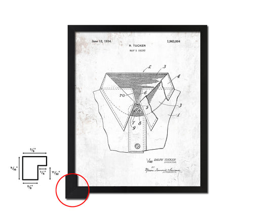 Tucker Mans Shirt Clothes Vintage Patent Artwork Black Frame Print Wall Art Decor Gifts