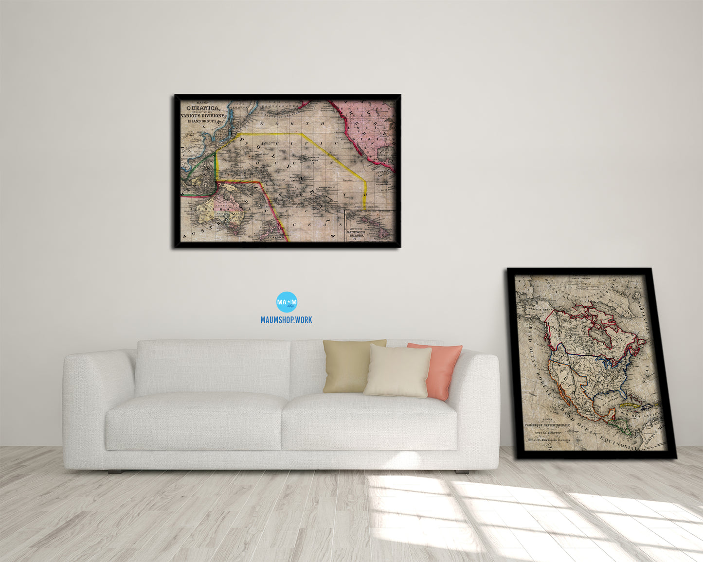 Oceanica Historical Map Framed Print Art Wall Decor Gifts