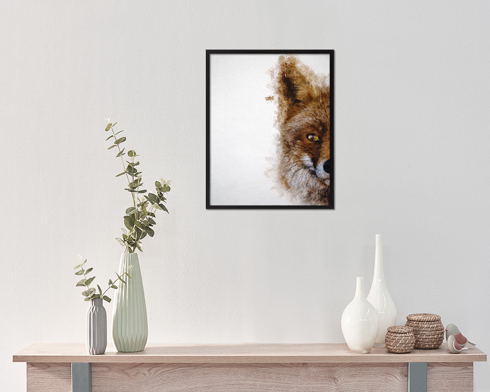 Red Fox Animal Painting Print Framed Art Home Wall Decor Gifts