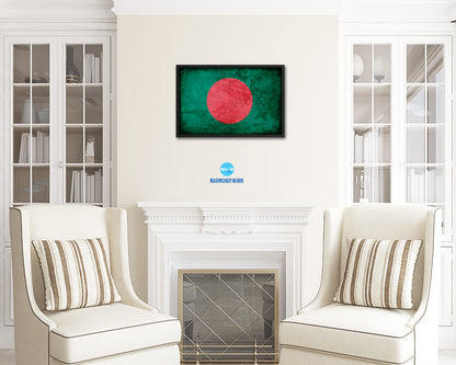 Bangladesh Country Vintage Flag Wood Framed Print Wall Art Decor Gifts