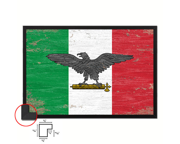Italy War Eagle Italian Military Shabby Chic Military Flag Framed Print Decor Wall Art Gifts