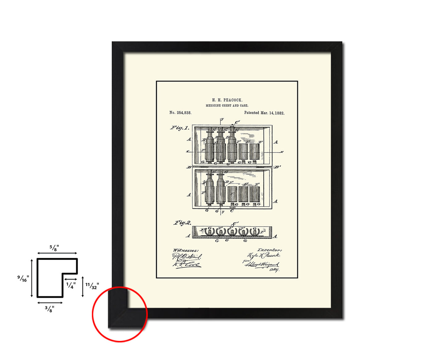 Medicine Chest and Case Pharmacist Vintage Patent Artwork Black Frame Print Gifts