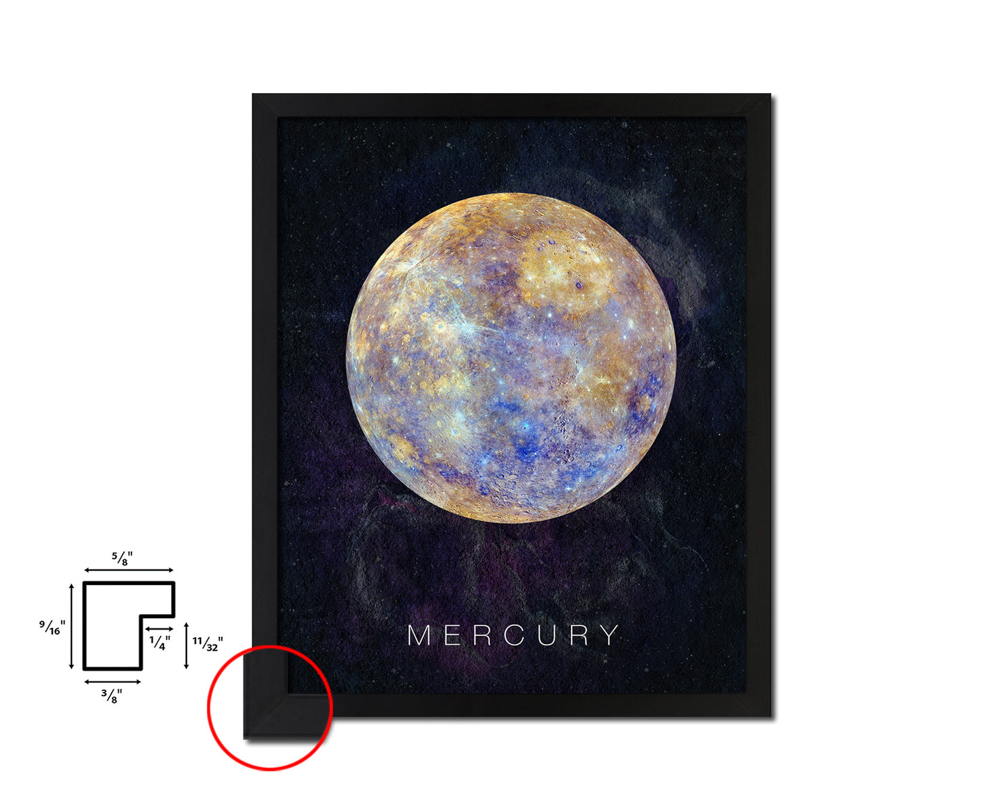 Mercury Planet Prints Watercolor Solar System Framed Print Home Decor Wall Art Gifts