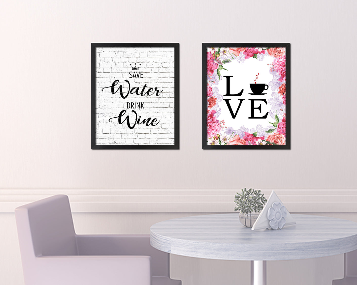 Save water drink wine Words Wood Framed Print Wall Decor Art Gifts