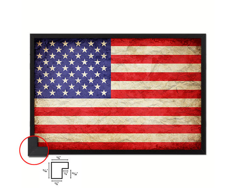 USA Country Vintage Flag Wood Framed Print Wall Art Decor Gifts