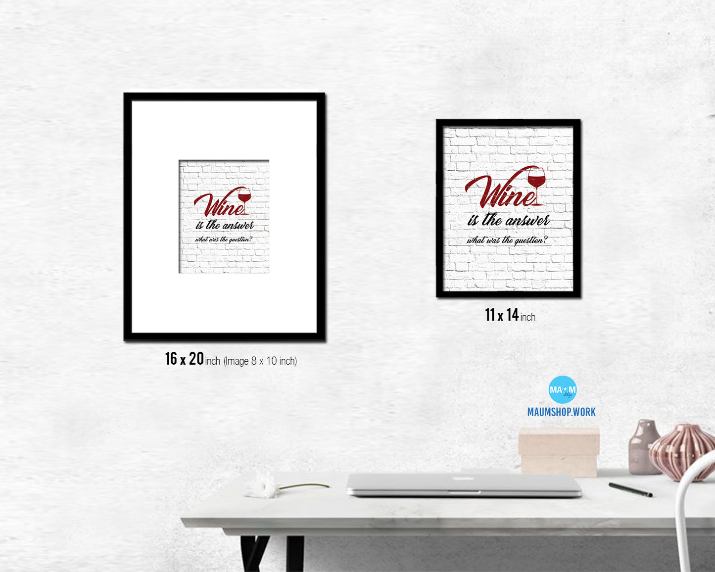 Wine is the answer what was the question Words Wood Framed Print Wall Decor Art Gifts