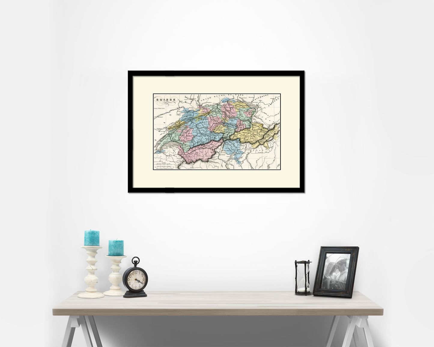 Switzerland 1860 Old Map Framed Print Art Wall Decor Gifts
