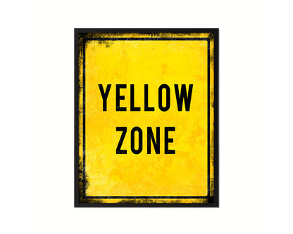 Yellow Zone Notice Danger Sign Framed Print Home Decor Wall Art Gifts