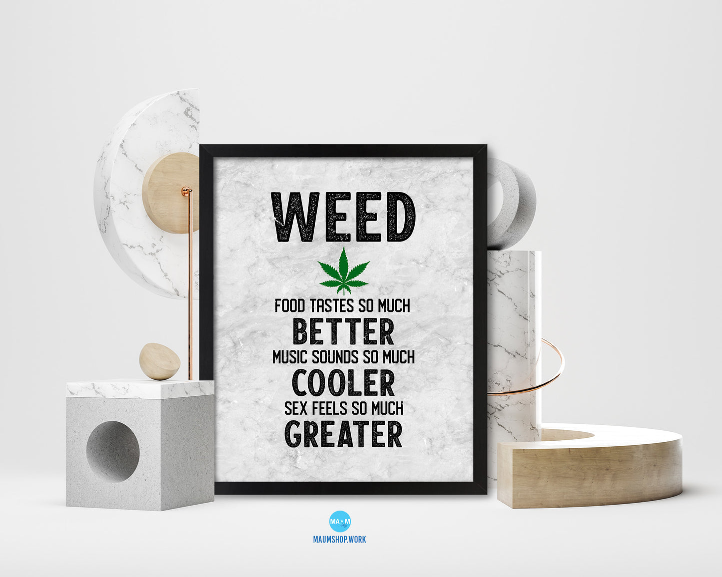 Weed Quote Framed Print Wall Art Decor Gifts