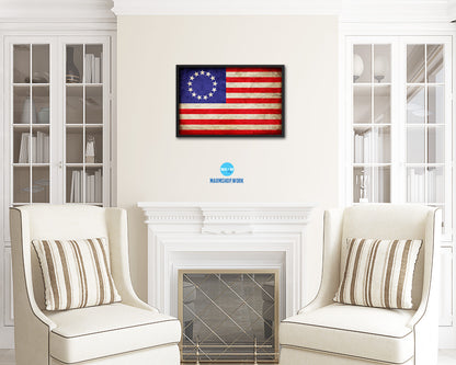 13 Colonies Vintage Military Flag Framed Print Sign Decor Wall Art Gifts