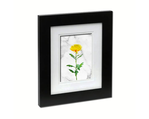 Yellow Chrysanthemum Flower Marble Texture Plants Art Wood Framed Print Wall Decor Gifts