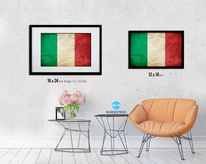 Italy Country Vintage Flag Wood Framed Print Wall Art Decor Gifts