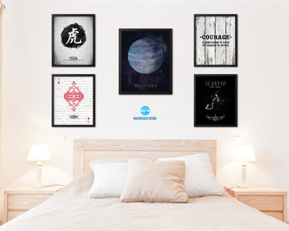Neptune Planet Prints Watercolor Solar System Framed Print Home Decor Wall Art Gifts
