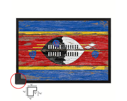 Swaziland Country Wood Rustic National Flag Wood Framed Print Wall Art Decor Gifts