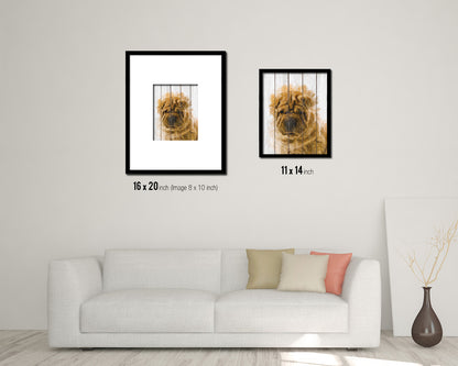 Sharpei Dog Puppy Portrait Framed Print Pet Watercolor Wall Decor Art Gifts