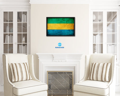 Gabon Country Vintage Flag Wood Framed Print Wall Art Decor Gifts