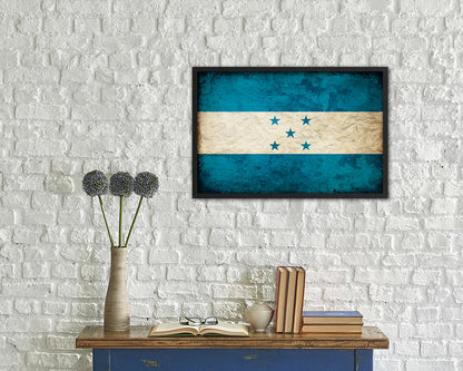 Honduras Country Vintage Flag Wood Framed Print Wall Art Decor Gifts