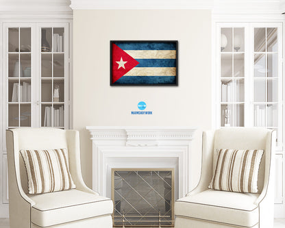 Cuba Country Vintage Flag Wood Framed Print Wall Art Decor Gifts