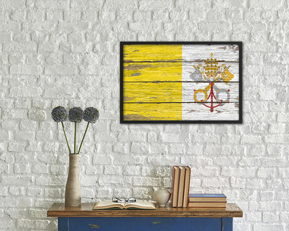 Vatican City Country Wood Rustic National Flag Wood Framed Print Wall Art Decor Gifts