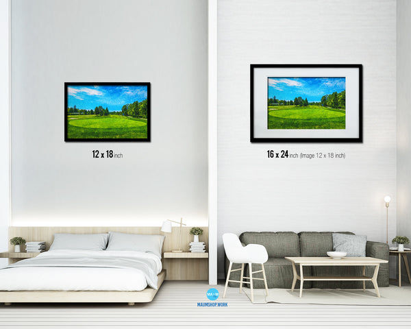 Vancouver Golf Course, Canada Artwork Painting Print Art Wood Framed Wall Decor Gifts