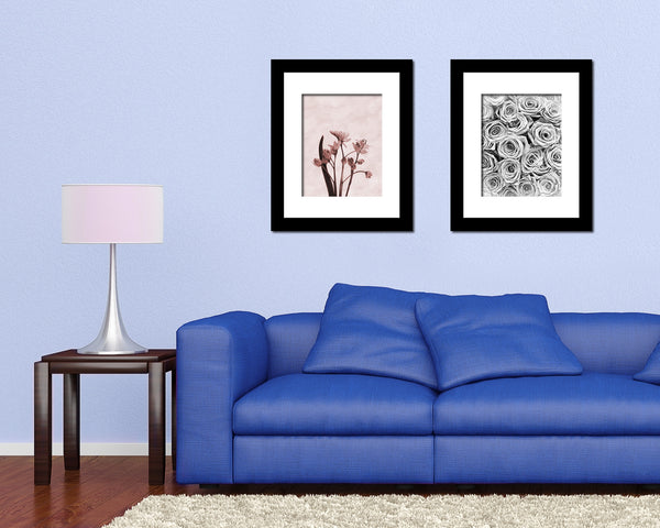 Blue Crocus Spring Sepia Plants Art Wood Framed Print Wall Decor Gifts