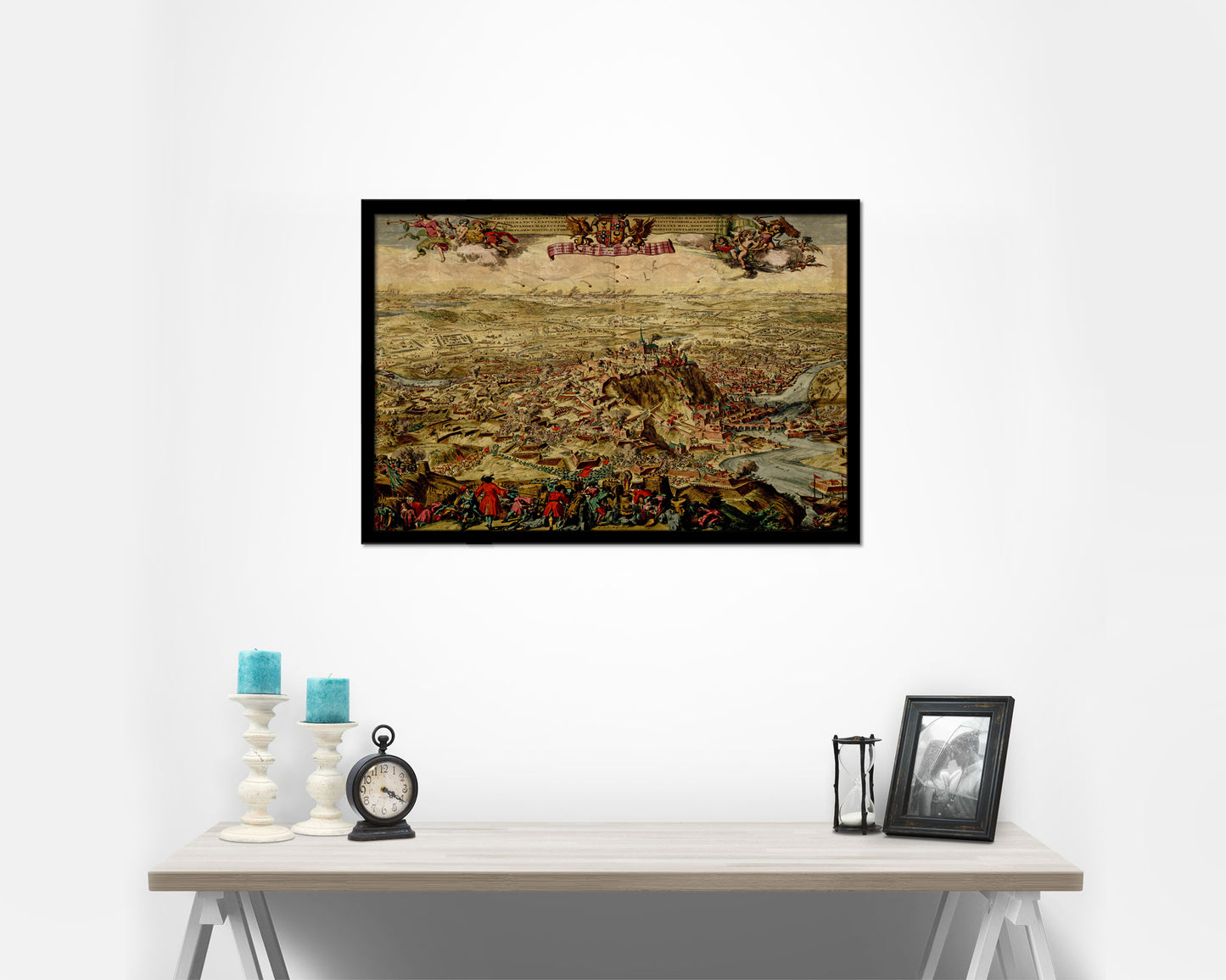 Mountain Fortress Siege Atlas Fortifications Battle Historical Map Framed Print Art Wall Decor Gifts